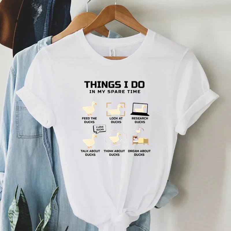Funny Animal Duck T Shirt for Women Things I Do In My Spare Time Graphic Tees Shirt Harajuku Women Tshirt FeUnisex Tshirt Clothes
