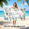 Floral Garden Theme Soft Beach Towel Personalized Custom Name Text Towel Portable for Beach Pool Travel