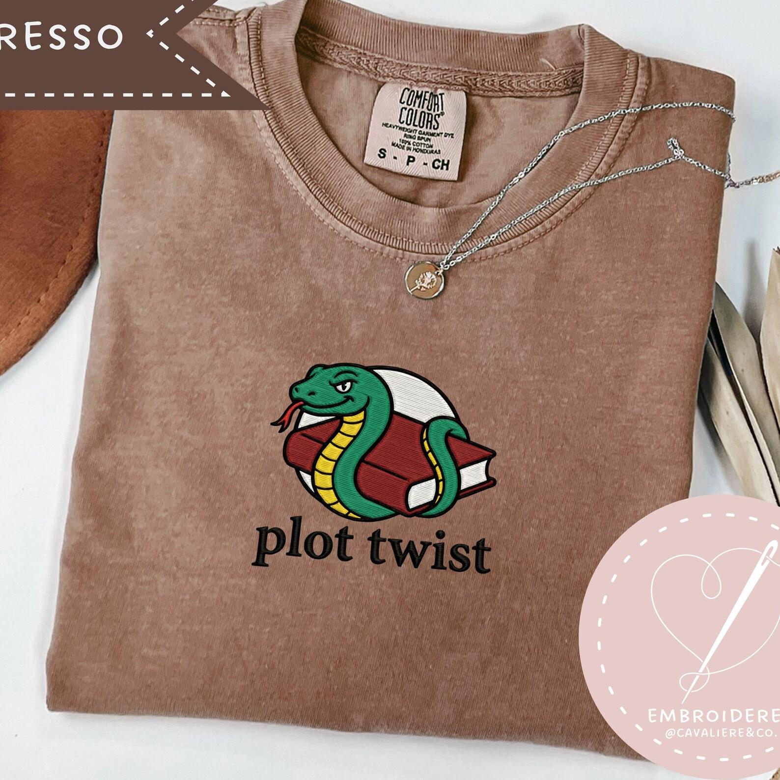 Embroidered Plot Twist Shirt, Comfort Colors Reader Tshirt, Gift for Book Lover, Book Lover Shirt 2XL