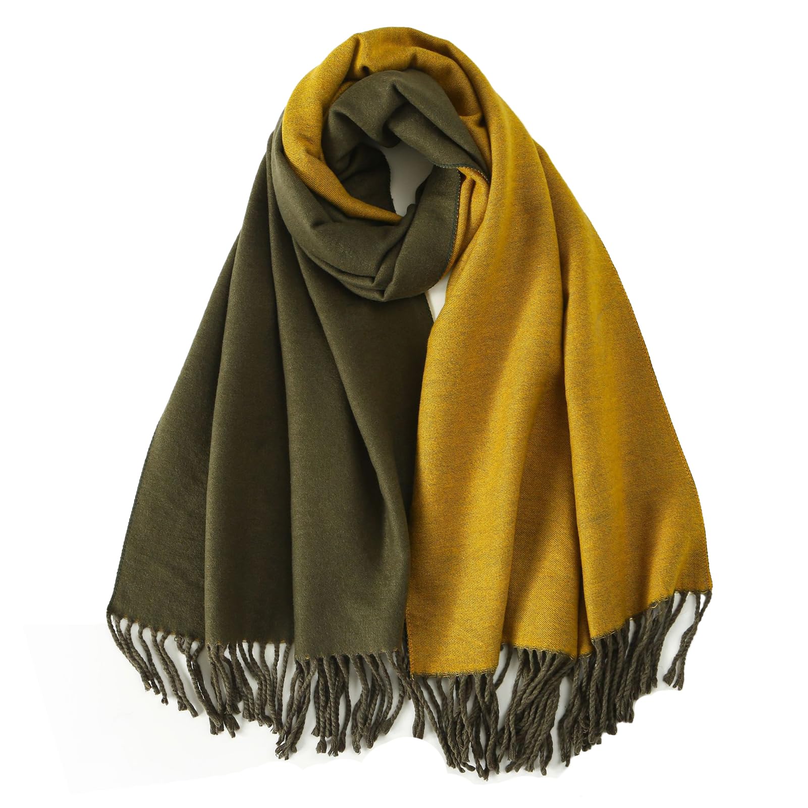 

Wool Solid Cold Weather Gift Box Included [YKIbeauty] Cashmere-Touch Double-Faced Scarf, Large, Thick, Color, Fall/Winter Throw, Unisex, (Yellow)