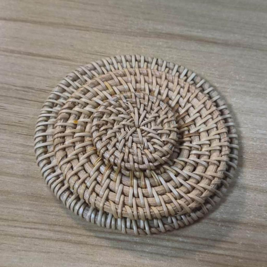 Natural Woven Rattan Cup Mats Small Rattan Cup Mats Unique Coaster Designed For Tea Rooms And Relaxation Areas