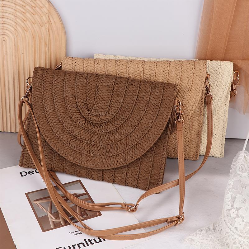 Straw Clutch Handbag Summer Beach Straw Purse For Women Woven Envelope Bag Shoulder Woven Crossbody Bag Beach Bag