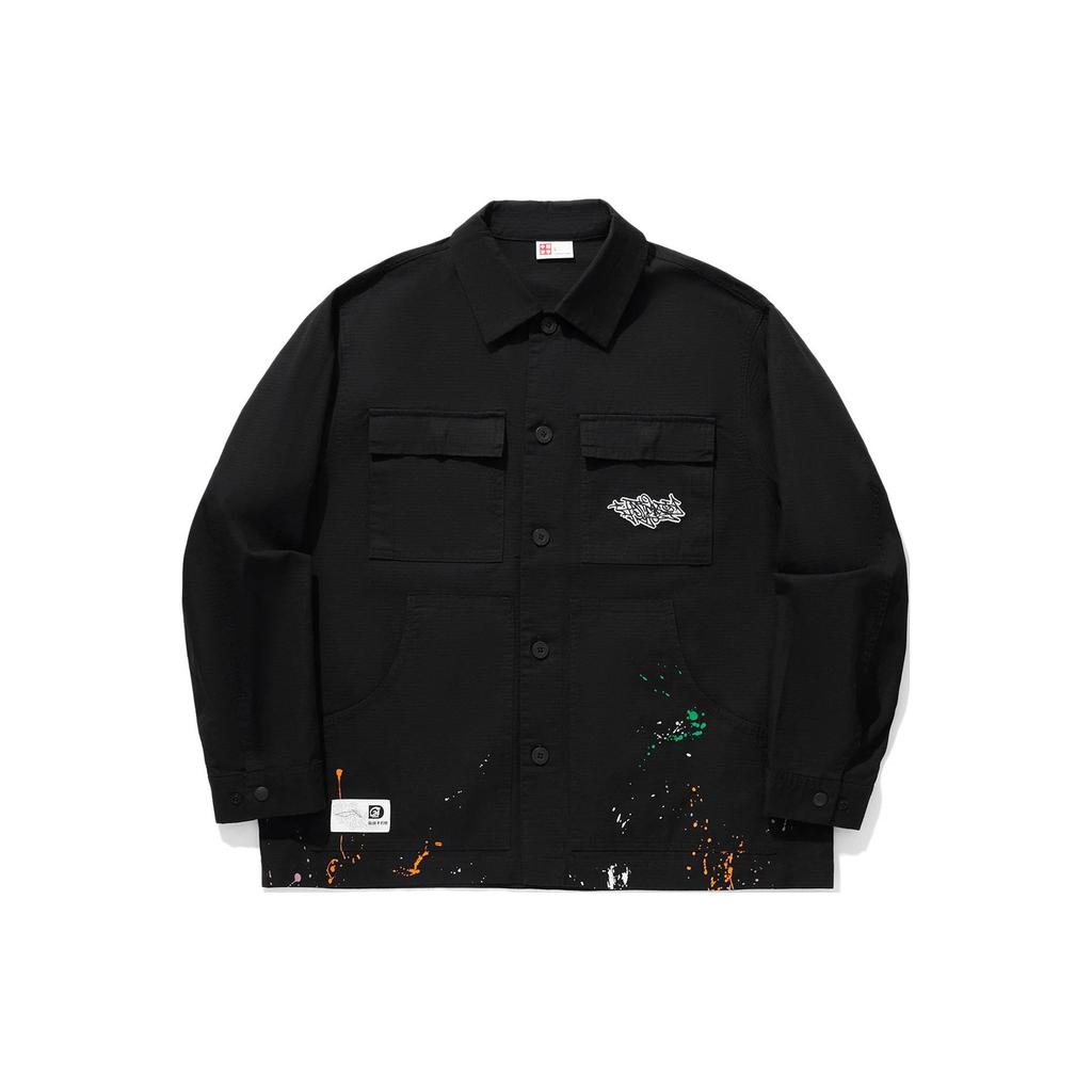 Li-Ning Graphic Print Loose Casual Jacket Men Outerwear Black AFDU299-2