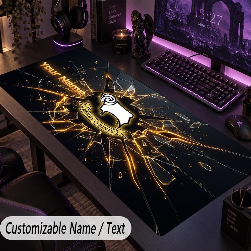 Large Mouse PadDerby County Custom Name Text Personalized Desk Mat Non Slip Gaming Pad