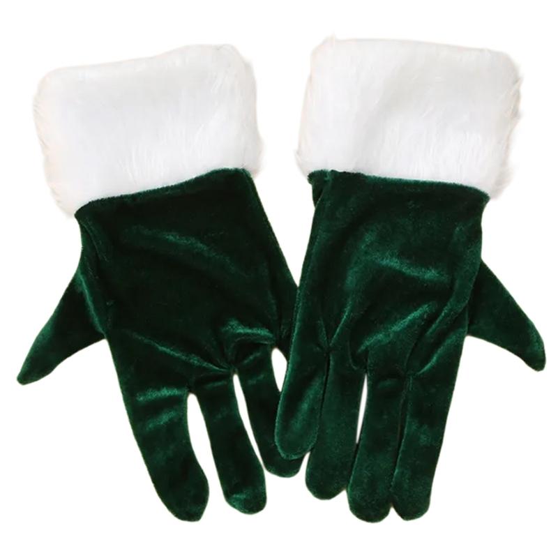 

2pcs Cold Weather Mittens Autumn Winter Gloves Plush Winter Warm Mittens for Holiday Parties and Theater Performances чорний/зелений