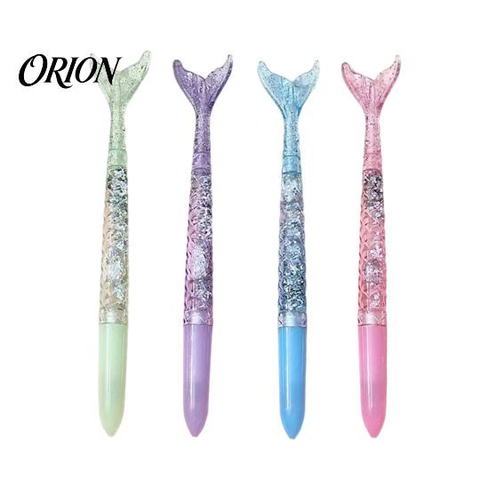 Macaron Color Office Supplies 4PCS Mermaid Fish Tail Gel Pens Set, Gradient Transparent Barrel And Glossy Aesthetic Fin Decor, Smooth Writing