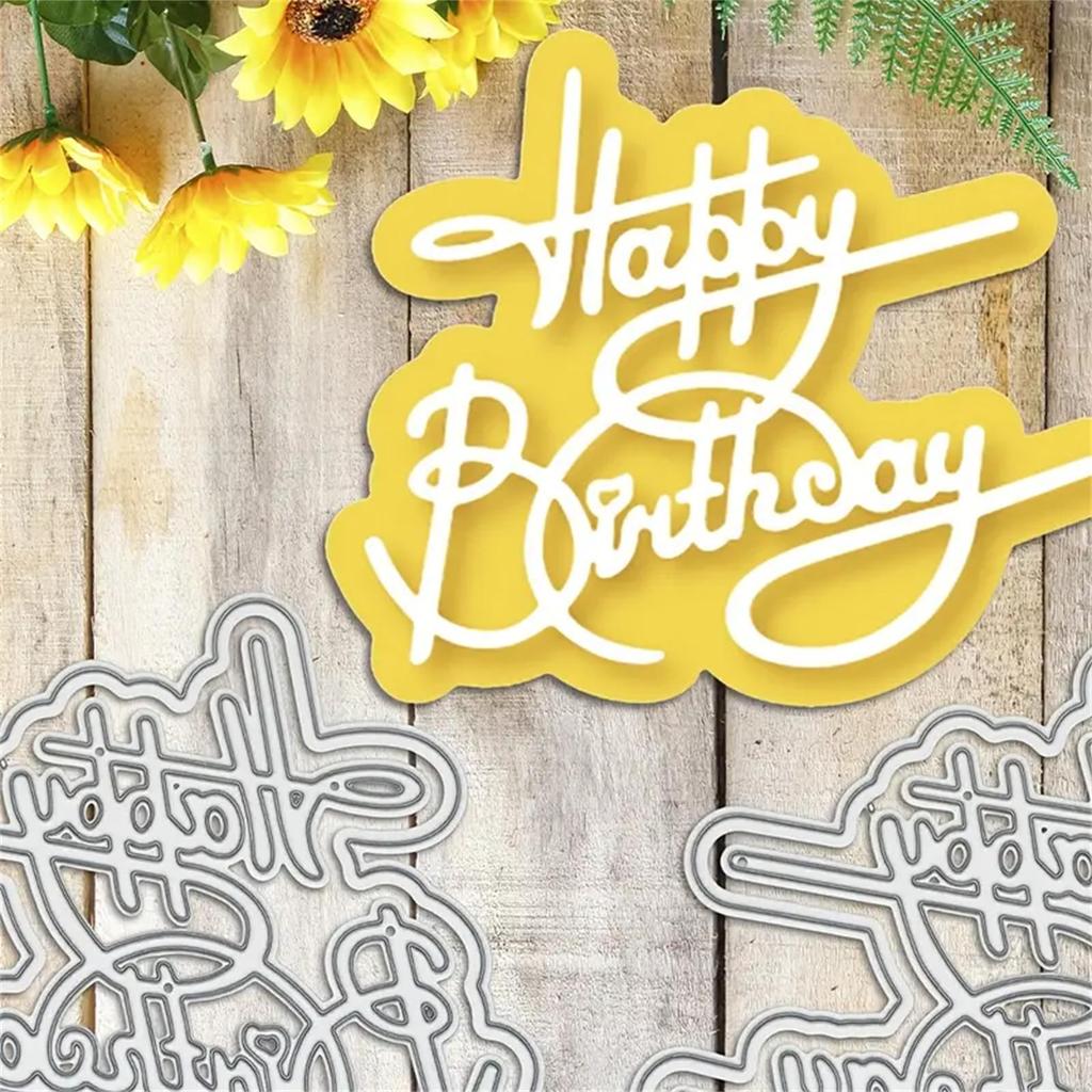 Happy Birthday Metal Cutting Dies Scrapbooking Stencil Die Cuts Card Embossing DIY Photo Album Template Mold Decoration