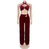 C7236 Women's Fashion Solid Color Strapless Long Pants Two-Piece Set