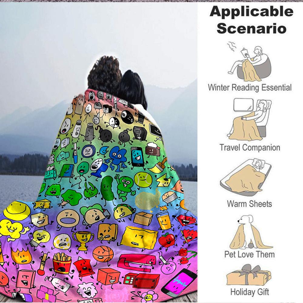 1Pc Colorful Cartoon Characters Blanket Soft And Comfortable Casual Warm Camping Travel Christmas Halloween Xmas Gift M924614