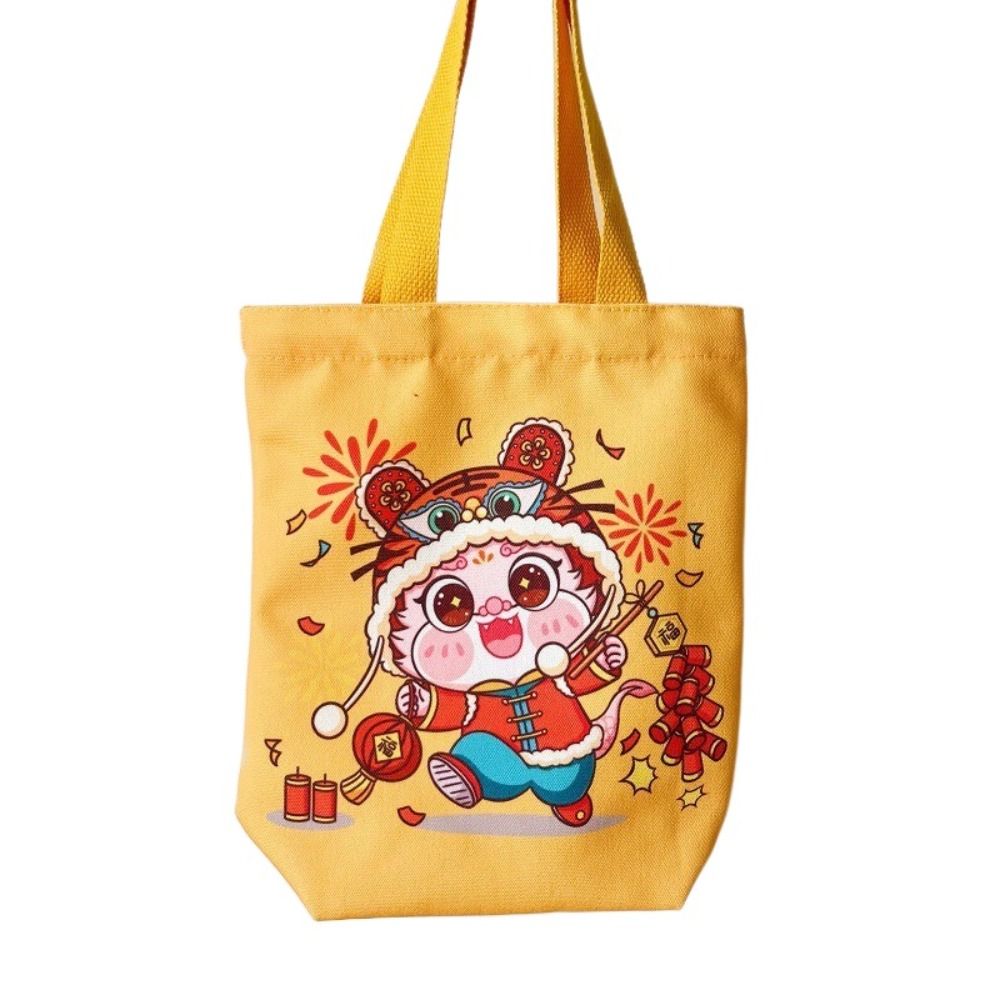 Large Capacity Happy New Year Handbag Letter Cartoon Dargon Tote Bag Streetwear