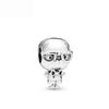 925 Silver Love Footprints Bead Double Pendant Charm for DIY Bracelet Jewelry Making Gift for Boy Girl Friend