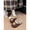 Cute plush warm fluffy slippers winter wear inner height increase non-slip retro Birkencotton slippers