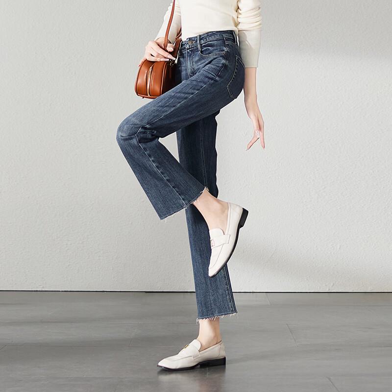 SOFSIL Women s Retro High-Waist Frayed Flare Jeans 26/S