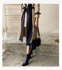 2026 British-Style Women's Windbreaker: Korean Suit Collar, Color-Block Belted Jacket