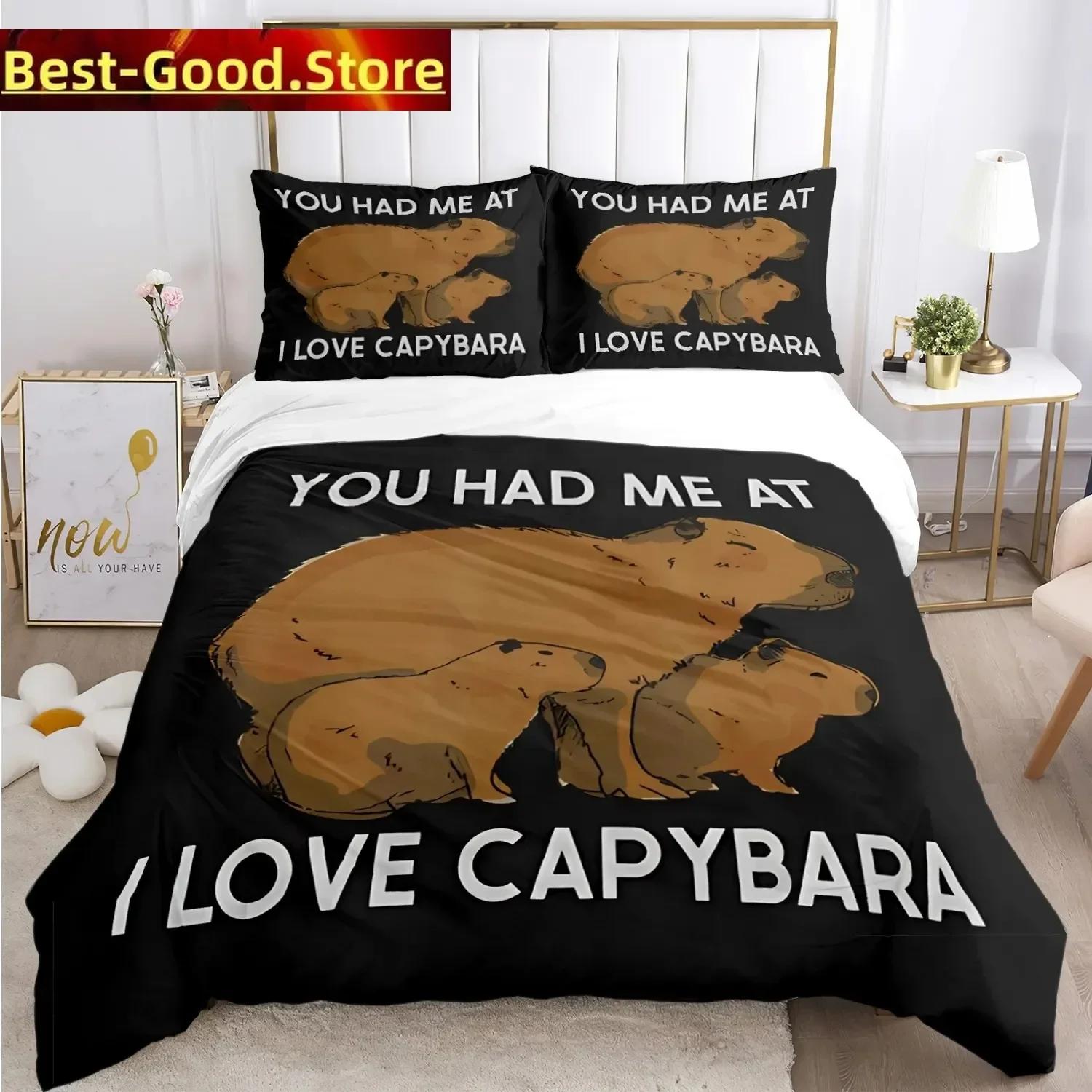 

Comforter Funny Capybara Anime Kawaii Animals Bedding Set Soft Full Size Cute Boy Teens Bedroom Decoration Comforter (quilt)-EU Single(135*200cm)3pcs