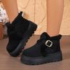 Winter New Shoes Women's Velvet Warm Belt Buckle Casual Thick-soled One-pedal Snow Boots Cotton Shoes