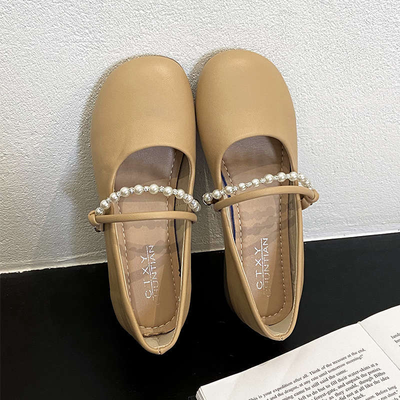 Late Evening Breeze Gentle Shoes Thick Heel Single Shoes Women's 2025 New Summer Mary Jane Shoes with Skirts Soft-soled Beanie Shoes