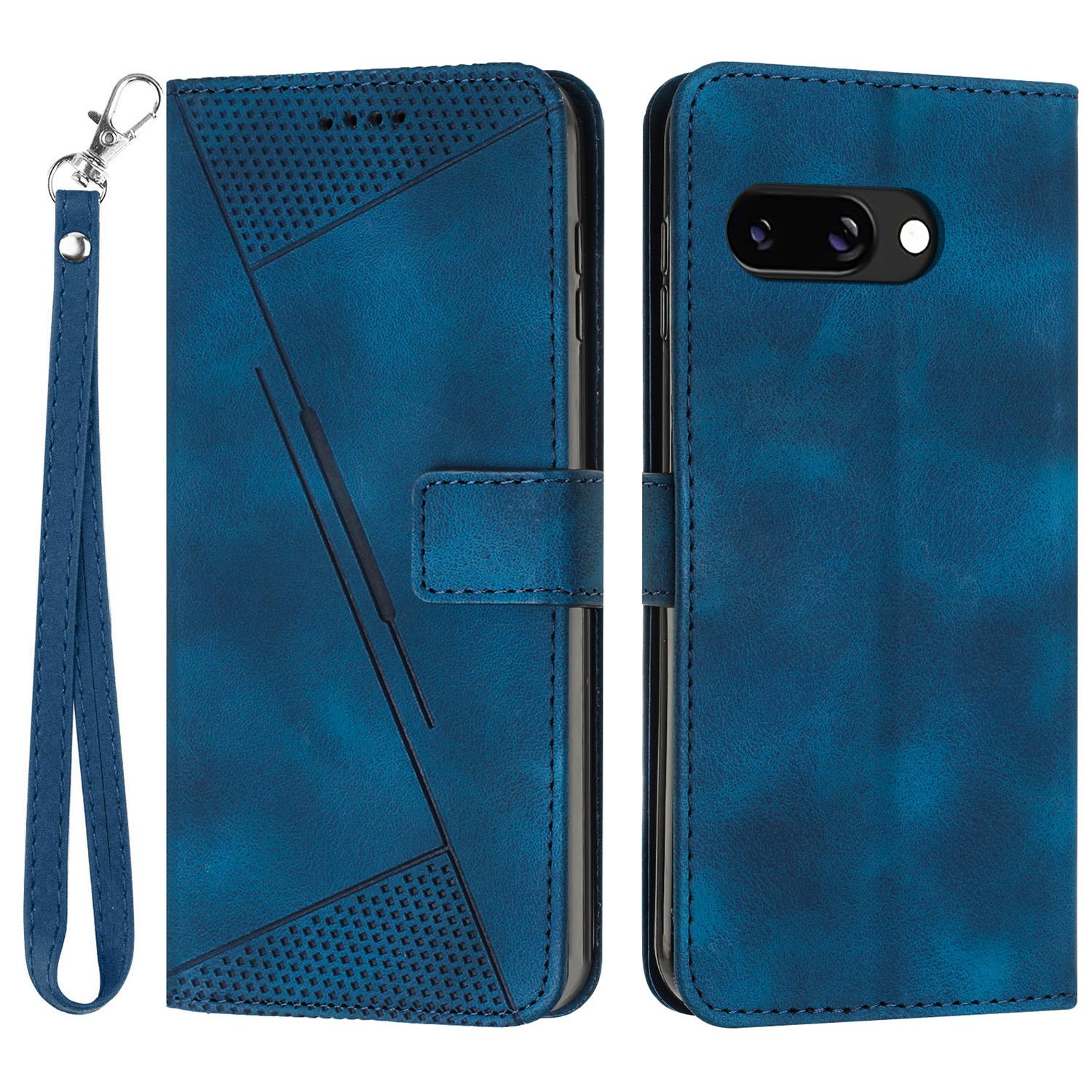 

For Google Pixel 9a Case Handbag Imprinted Triangle Leather Phone Cover Sapphire