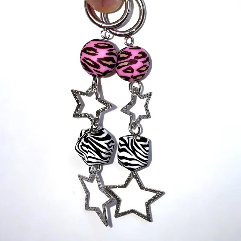 Biżuteria Y2K Kolczyki w Paski Zebra Pantera Dla Kobiet Seksowne Kawaii Estetyka Lat 90. Kolczyki wiszące Gwiazdki Akcesoria Goth Punk