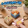 4-Grid Light Sound Fidget Keychain Cartoon Keyboard Button Clicker Toy Portable Stress Relief Pendant for Backpack Car Key Gift