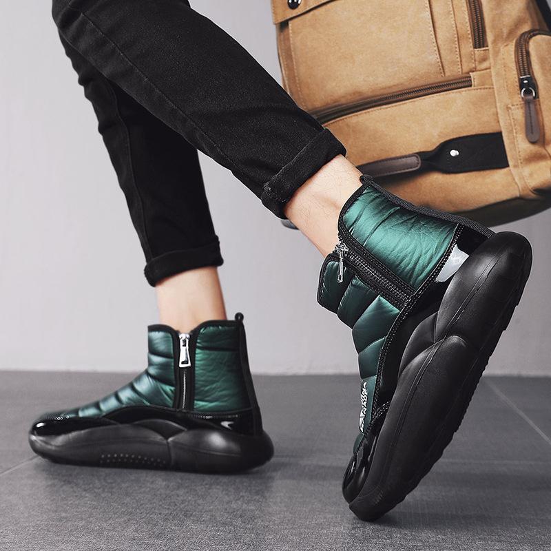 Winter Outdoor Herren Samt Plateau Schuhe Mode Fuß Freizeit Schneestiefel Jung und Jung Verdickt Warm High-Top Schuhe