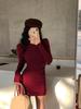 Slim Fit Half-High Collar Long Sleeve Dress for Women - Sexy Autumn/Winter Hip-Hugging Style