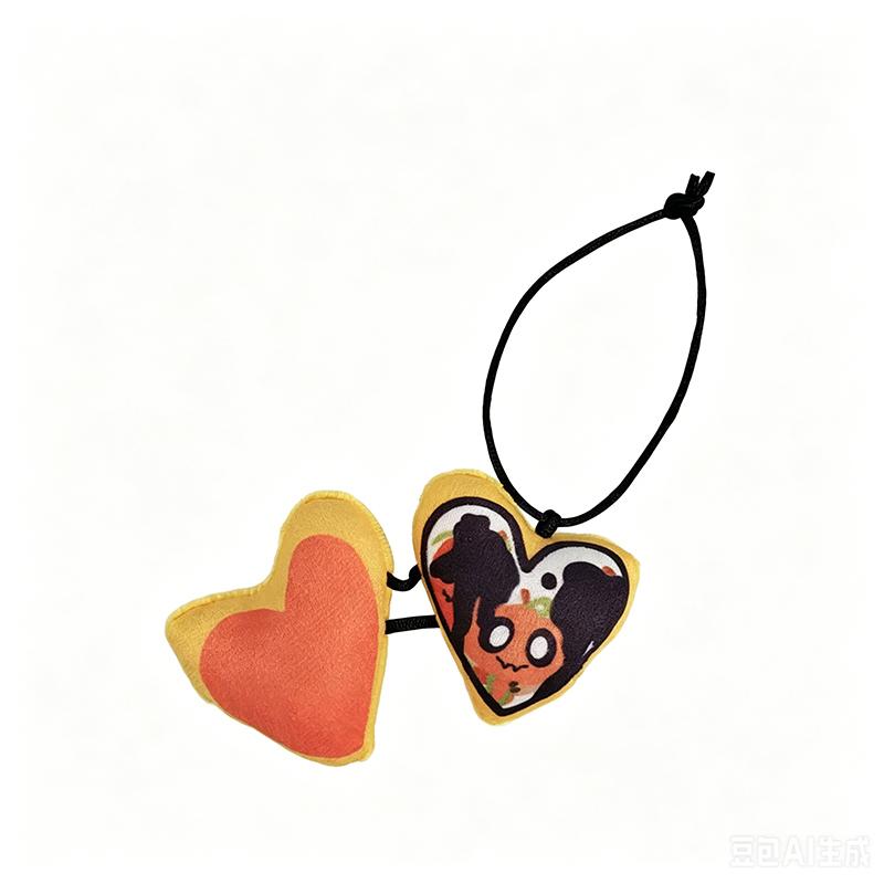 Cute Pumpkin Cartoon Plush Doll Soft Fluffy Stuffed Toy With Attached Heart Pendant For Halloween Collectible Gift For All Ages