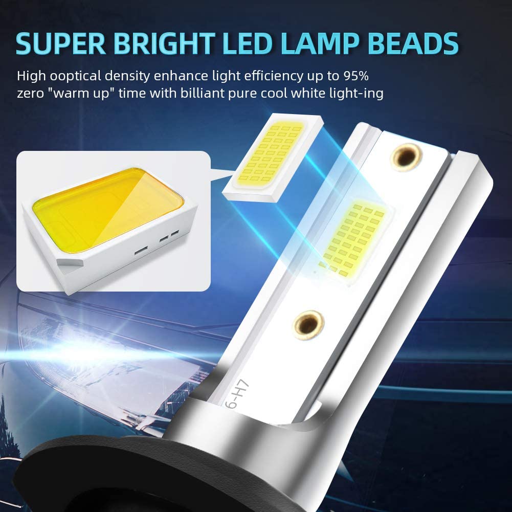 180W H11 12V Bulbs 9005/HB3 9006/HB4 H1 H4 H7 H13 9004 9007, 25000LM Super Bright LED Car Headlight, COB Chip, 6000K White