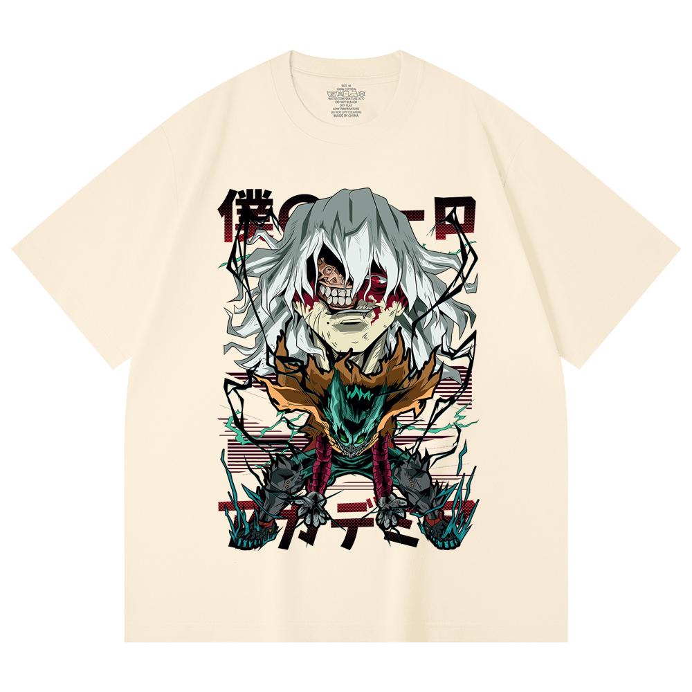 

230 г/м² 100% хлопок Моя геройская академия V9 Принт Шигараки Унисекс Тяжелая хлопковая футболка XS абрикосовый