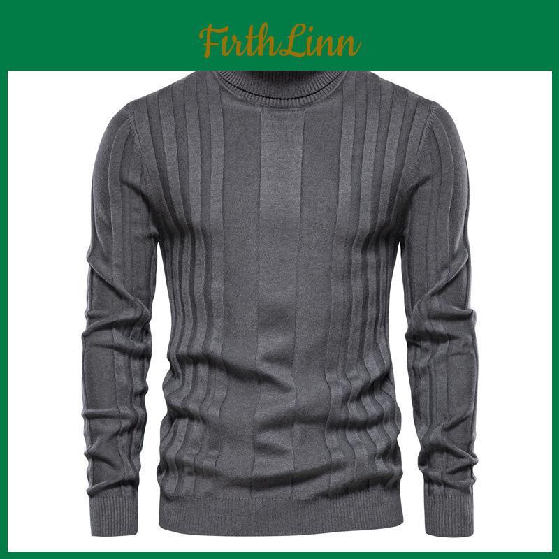 Turtleneck Casual Sweater Autumn Mens Knitted Warm Bottoming Shirt Mens Solid Color Pullover