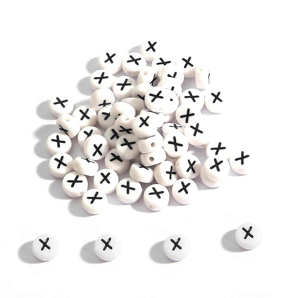 100Pcs Acrylic Letter Round Flat Beads DIY Jewelry Making Accessories