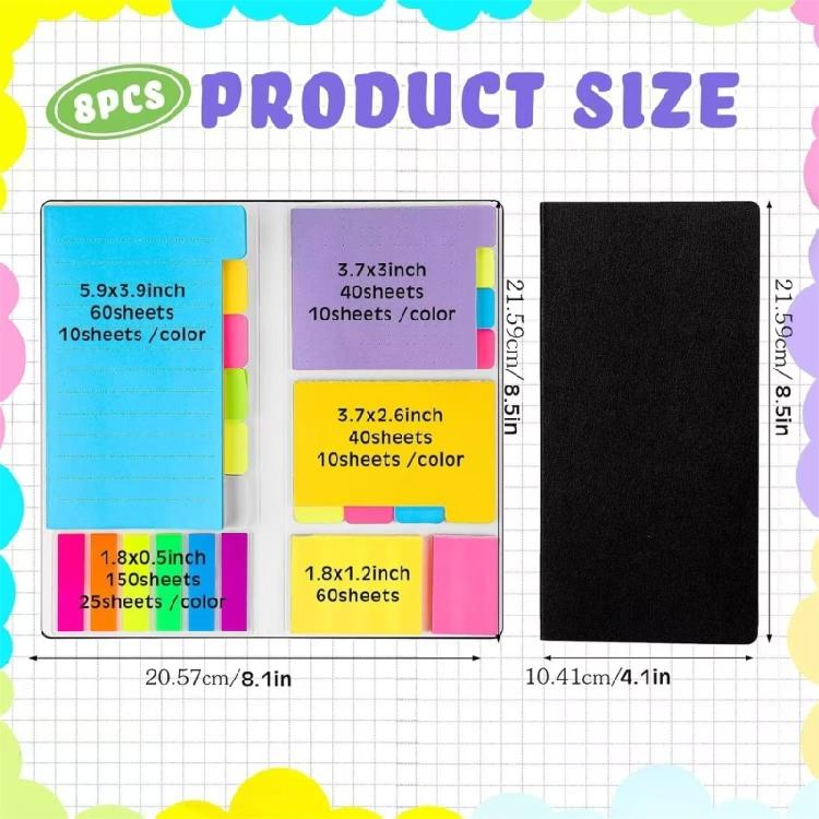 Leather Planner Multicolor Adhesive Note Set Color Coded Adhesive Label and Note Book Set Dotted Lined & Blank Pages