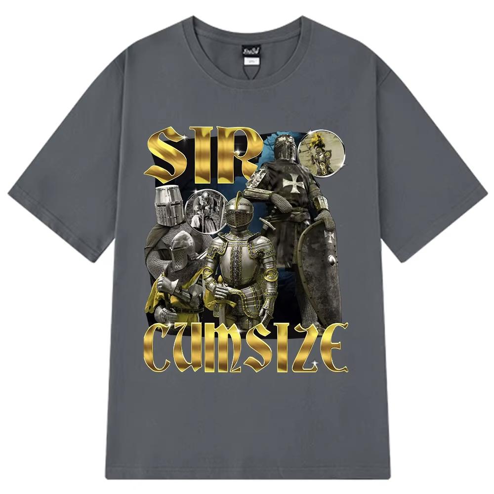 Funny Sir Cumcise Retro Graphic Harajuku T Shirt Men's Women100% Cotton Short Sleeve T-shirts Y2k High Quality Clothing T-shirt