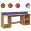 VidaXL Bureau avec lumières LED chêne artisanal bois d'ingénierie, bureau d'écriture, bureau d'ordinateur, bureau à 3309446