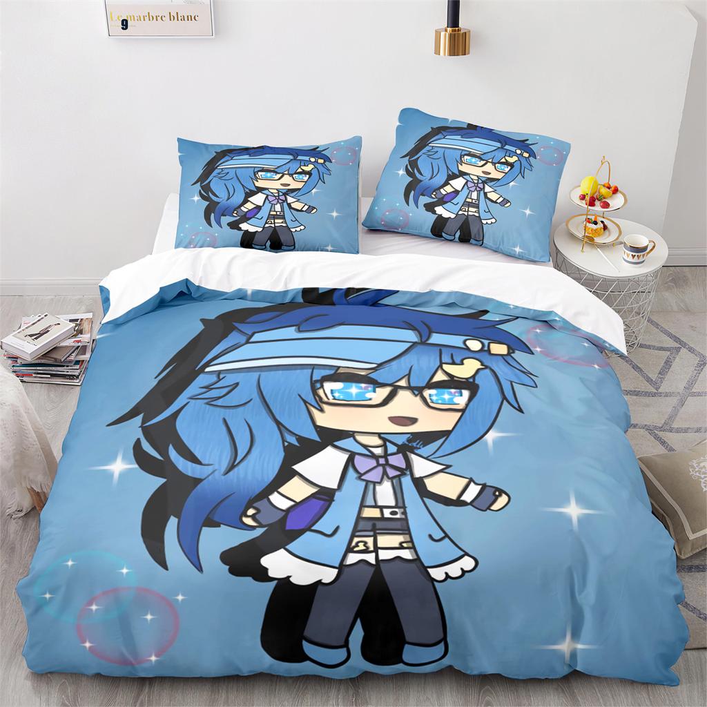 Gacha Life Academia Anime Duvet Cover Set with Pillow Covers Polyester Teens Kids Bedding Set Full Queen King Size Bed Linen
