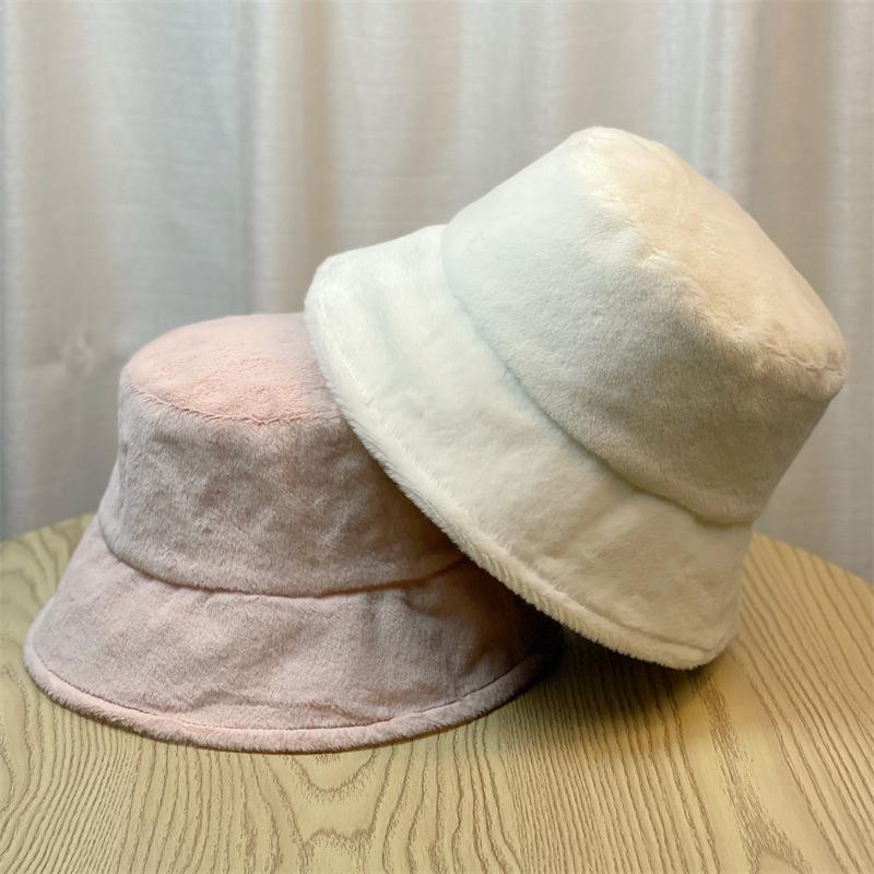 Plush Hat Women's Autumn and Winter Bucket Hat Thermal Basin Hat Top Hat Bucket Hat