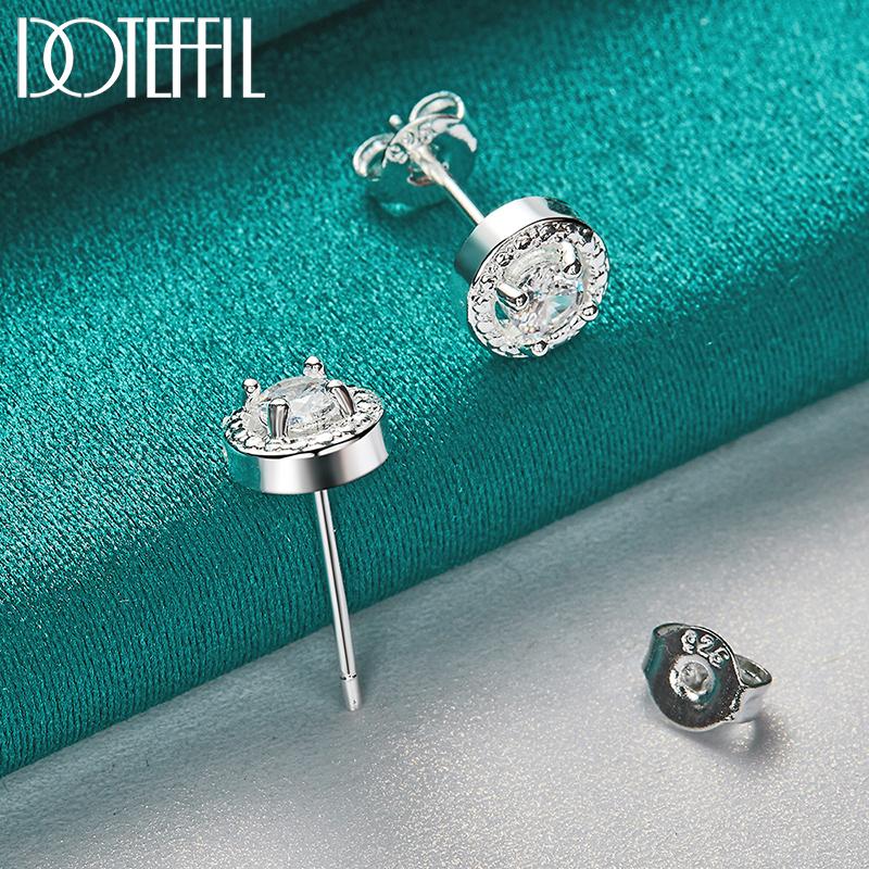 Pendientes de circonita AAA redonda de plata de ley 925, accesorios de joyería de boda de moda