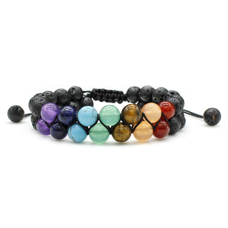 New Matte Stone Black Agate & Yellow Tiger Eye Double-Layer Beaded Bracelet