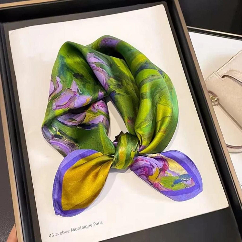 Fashion 100% Real Silk Scarf 53cm Square Bandelet Women's Silk Temperament Small Scarf Neck Decorative Wrap Printed Scarves