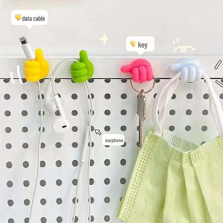 Organiseur de câbles avec crochet pour le pouce – Solution créative, mignonne, adhésive et sans perforation pour le rangement des câbles