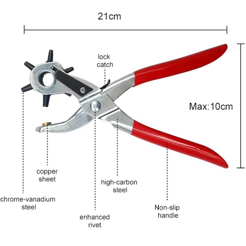 1pc Leather Hole Puncher Tool Belt Eyelet Punch Pliers Multi-size Fabric Revolving Hole Puncher For Watch Band Diy Craft Puncher