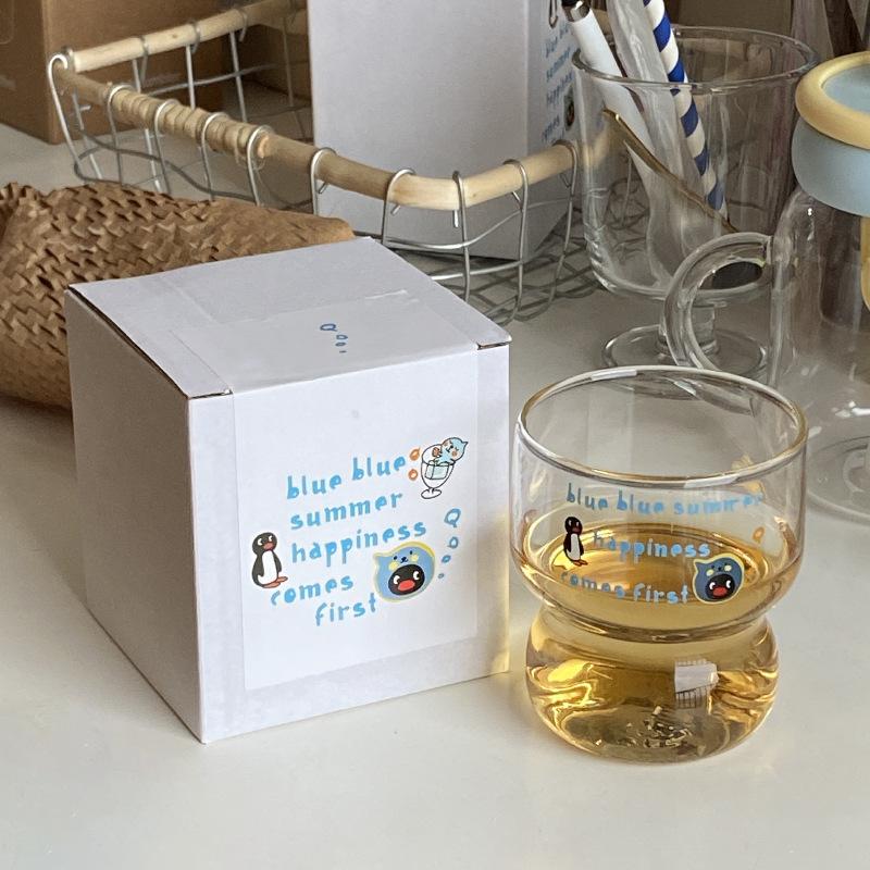 Retro Blaues Queer-Glas, Cartoon Einfache Borosilikat-Wasserbecher, Hochtemperatur-Kaffeetasse, Milch-Frühstückstasse