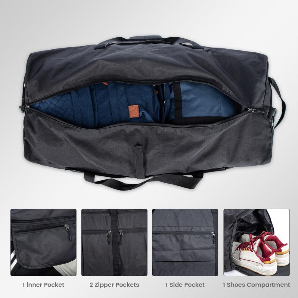 120L Portable Sports Bag Black Hand-held Fitness Travel Backpack