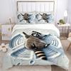 3pcs Anime Raccoon Snowman Comforter Set - Includes One Quilt Cover and Two Pillowcases (No Core) - Perfect for Bedroom and Guest Room Decoration