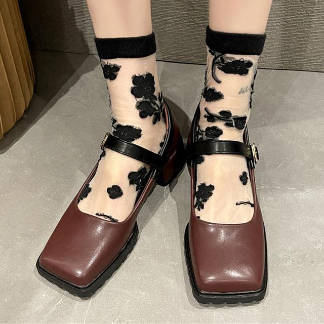 Marie Jane Lolita Women Chunky Shoes  Spring New Trend Fad Mid Heels Sandals Designer  Pumps Dress Party Women Shoes