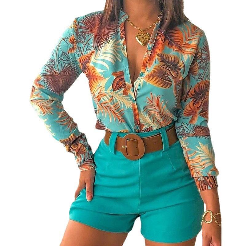 2024 Women's Digital Print Stand Collar Long Sleeve Top - European & American Style.