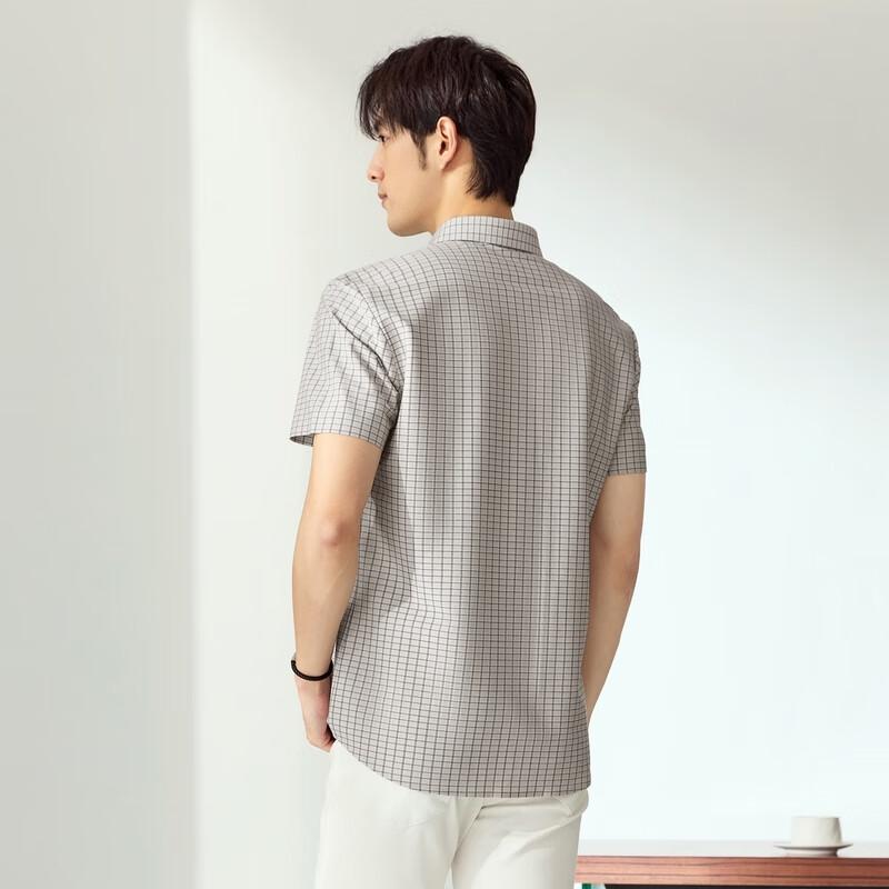 Qipai Men s High-End Seamless Jacquard Short-Sleeve Shirt L