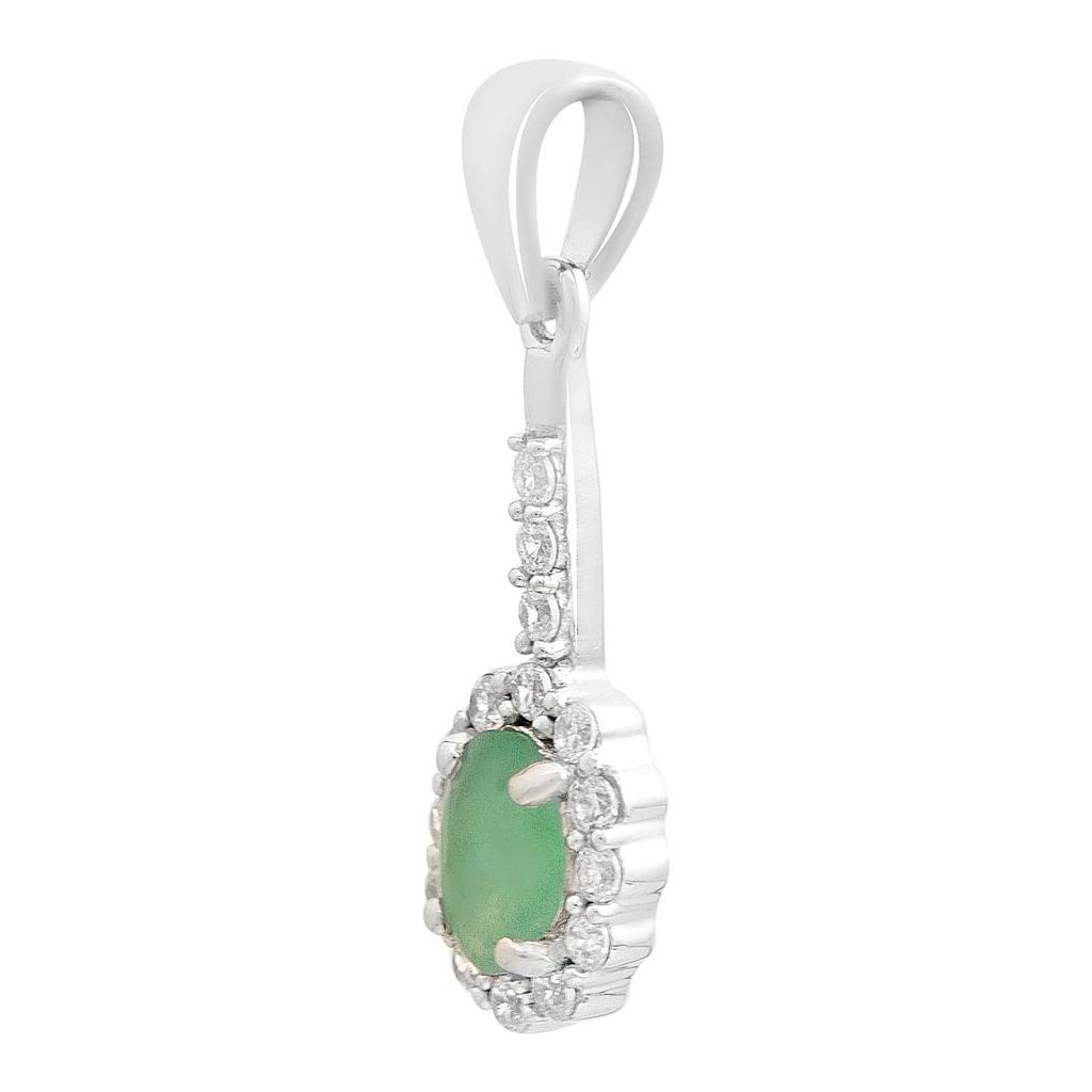Серебряная подвеска с изумрудом 0.833ct, фианитами (2214212)