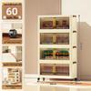 40-60cm Wide Transparent Foldable Double Door Floor Storage Cabinet with Multiple Layers