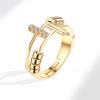 Luxury Double Layer Cross Open Ring For Women Minimalist Personalized Index Finger Zircon Stone Ring
